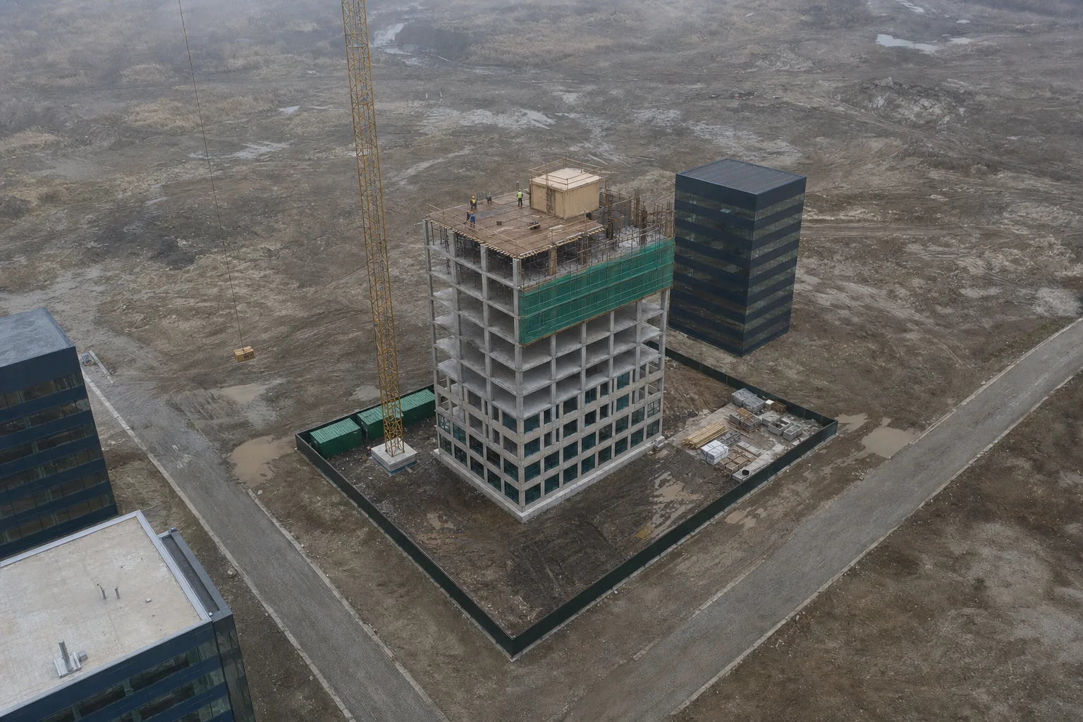 Drone orbit of Tower B at 6 floors, Flight 2